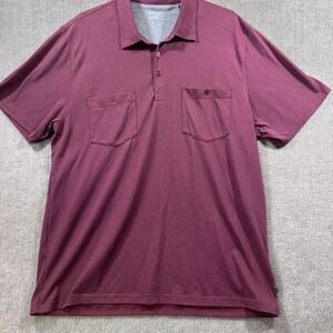 Toad & Co Mens XL Red Stripe Polo Shirt Short Sleeve Chest Pockets